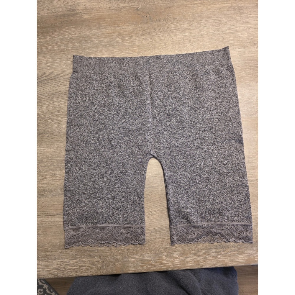 Lark + Grey Maternity Seamless‎ Bike Shorts Gray Lace Trim One Size